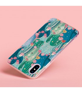 Funda para [ Xiaomi Redmi Note 12 Pro 5G ] Dibujo Botánico [ Cactus Con Flores Rosas ] de Silicona Flexible para Smartphone