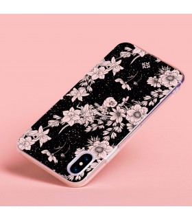 Funda para [ Xiaomi Redmi Note 12 Pro 5G ] Dibujo Botánico [ Flores de amapola daffodil, anémona, violeta en fondo estrellado ] 