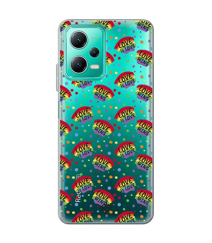 Funda para [ Xiaomi Redmi Note 12 5G ] Dibujo Auténtico [ Arcoiris - Love Wins ] de Silicona Flexible para Smartphone