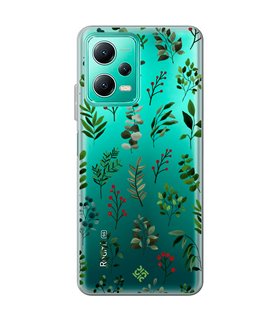 Funda para [ Xiaomi Redmi Note 12 5G ] Dibujo Botánico [ Hojas Ramas Verdes - Follaje Botánico ] de Silicona Flexible