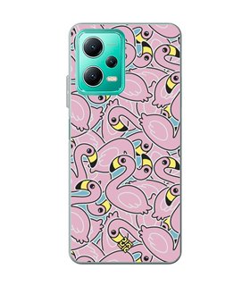 Funda para [ Xiaomi Redmi Note 12 5G ] Dibujo Cute [ Pegatinas Flamenco ] de Silicona Flexible para Smartphone