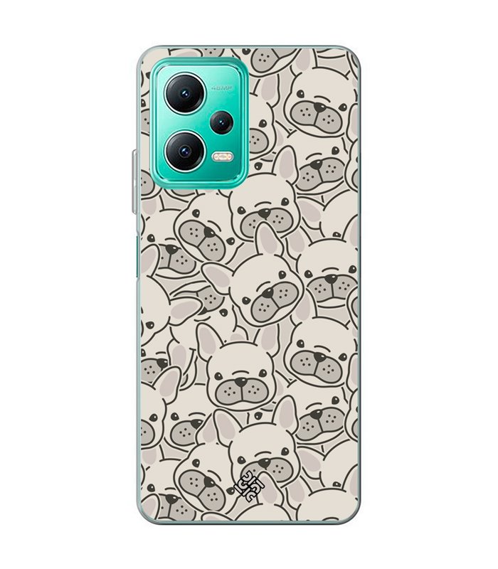 Funda para [ Xiaomi Redmi Note 12 5G ] Dibujo Cute [ Pegatinas Perrito Bulldog Frances ] de Silicona Flexible