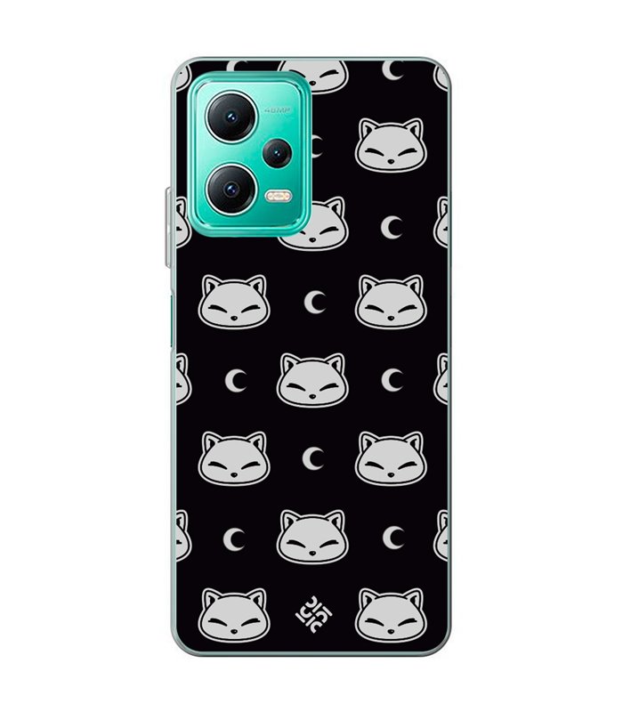 Funda para [ Xiaomi Redmi Note 12 5G ] Dibujo Cute [ Gato Negro Lunar ] de Silicona Flexible para Smartphone