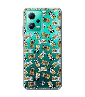 Funda para [ Xiaomi Redmi Note 12 5G ] Dibujo Cute [ Perro Bulldog de la Suerte ] de Silicona Flexible para Smartphone