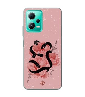 Funda para [ Xiaomi Redmi Note 12 5G ] Dibujo Esotérico [ Tentación Floral - Rosas con Serpientes ] de Silicona Flexible