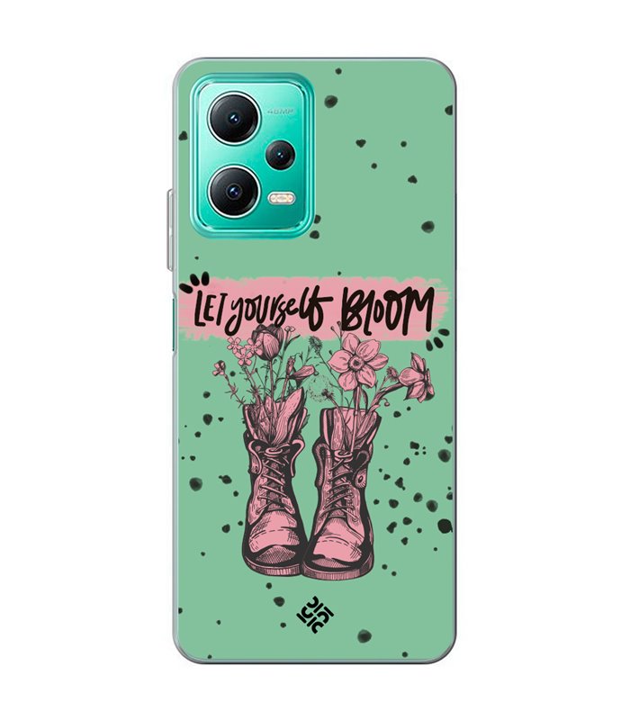 Funda para [ Xiaomi Redmi Note 12 5G ] Dibujo Frases Guays [ Botas Let Yourself Bloom ] de Silicona Flexible