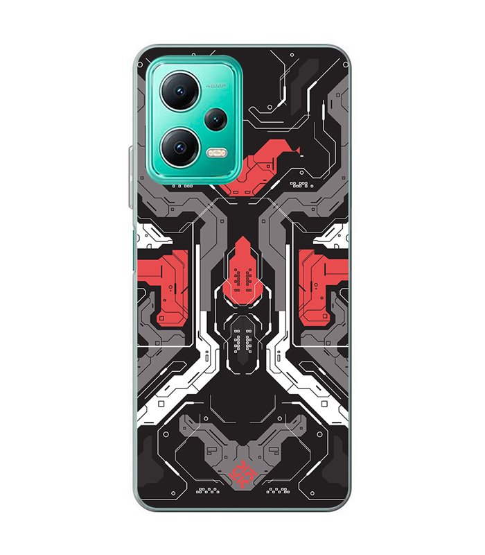 Funda para [ Xiaomi Redmi Note 12 5G ] Dibujo Gamers [ Cyberpunk Rojo y Grises ] de Silicona Flexible para Smartphone