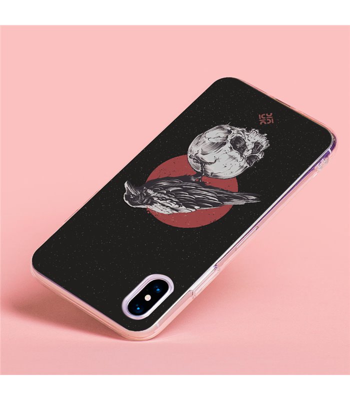 Funda para [ Xiaomi Redmi Note 12 5G ] Dibujo Gotico [ Cuervo Sobre Cráneo ] de Silicona Flexible para Smartphone