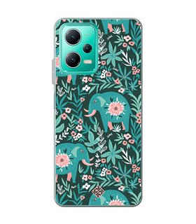 Funda para [ Xiaomi Redmi Note 12 5G ] Dibujo Mascotas [ Estampado Elefantes Florales ] de Silicona Flexible 