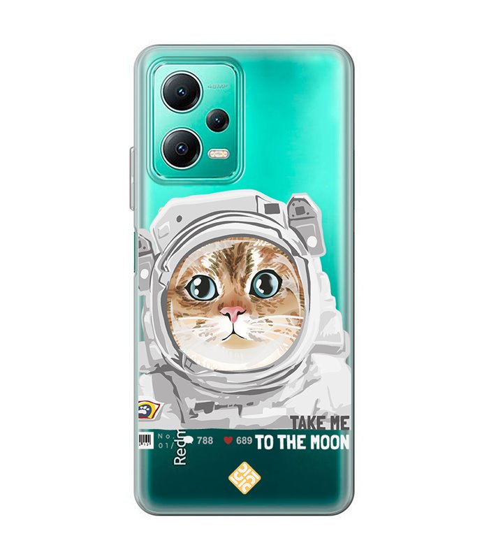 Funda para [ Xiaomi Redmi Note 12 5G ] Dibujo Mascotas [ Gato Astronauta - Take Me To The Moon ] 