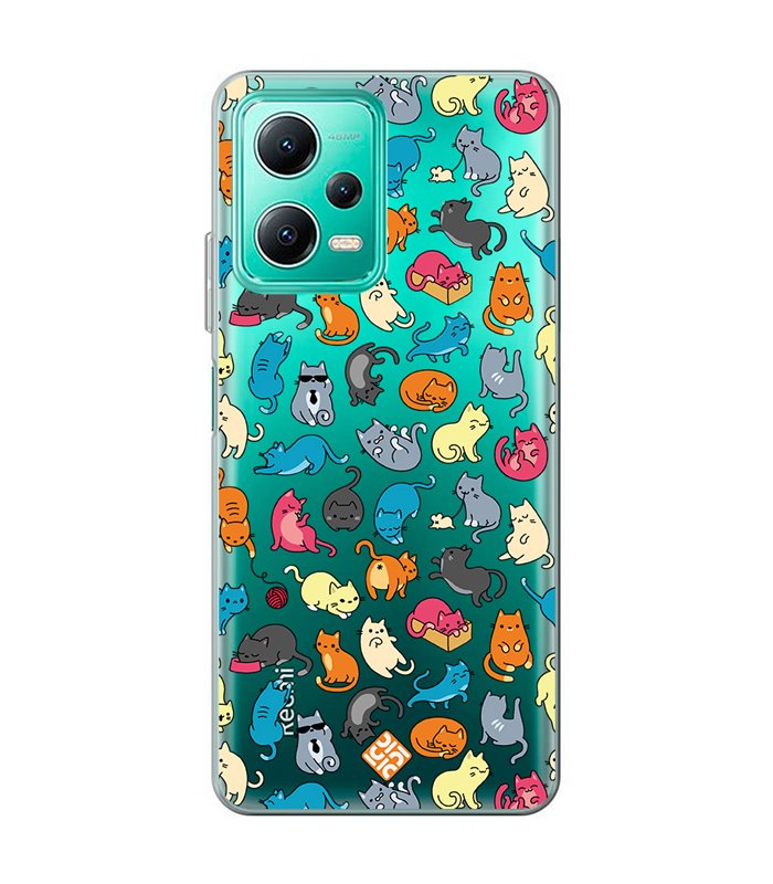 Funda para [ Xiaomi Redmi Note 12 5G ] Dibujo Mascotas [ Gatos de Varios Colores ] de Silicona Flexible