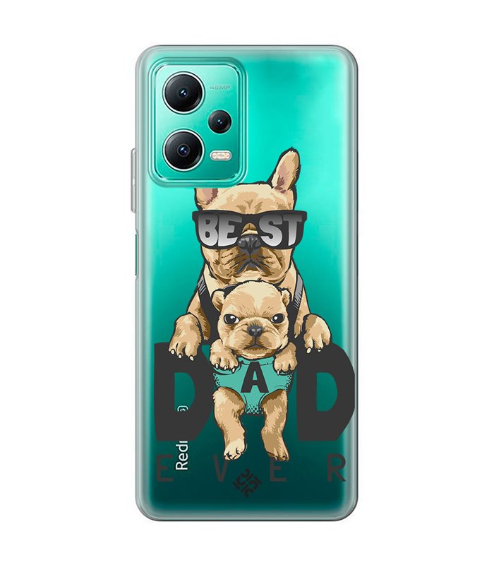 Funda para [ Xiaomi Redmi Note 12 5G ] Dibujo Mascotas [ Perro Bulldog - Best Dad Ever ] de Silicona Flexible