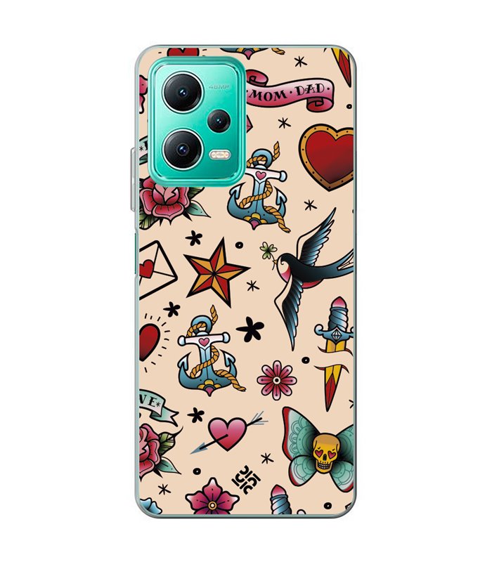 Funda para [ Xiaomi Redmi Note 12 5G ] Dibujo Tendencias [ Tatuajes Clásicos ] de Silicona Flexible