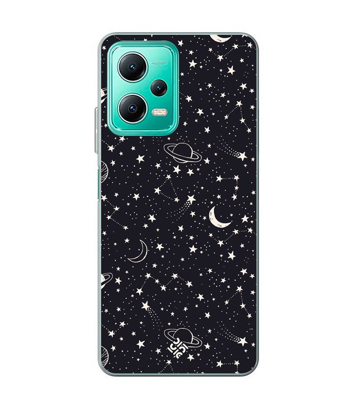 Funda para [ Xiaomi Redmi Note 12 5G ] Dibujo Tendencias [ Fondo Estrellado con Planetas ] de Silicona Flexible