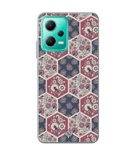 Funda para [ Xiaomi Redmi Note 12 5G ] Dibujo Tendencias [ Diseño Azulejos Hexágonales con Flores ] de Silicona Flexible