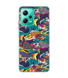 Funda para [ Xiaomi Redmi Note 12 5G ] Dibujo Auténtico [ Serpentina de Carpas Koinobori, Mangas de Viento ] de Silicona