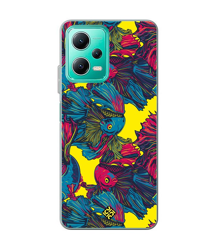 Funda para [ Xiaomi Redmi Note 12 5G ] Dibujo Auténtico [ Patrón de Pescado Betta ] de Silicona Flexible para Smartphone