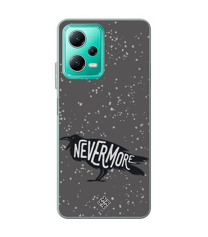 Funda para [ Xiaomi Redmi Note 12 5G ] Dibujo Auténtico [ Cuervo Never More ] de Silicona Flexible para Smartphone 