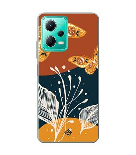 Funda para [ Xiaomi Redmi Note 12 5G ] Dibujo Auténtico [ Arte Contemporáneo - Hojas y Mariposas ] de Silicona Flexible