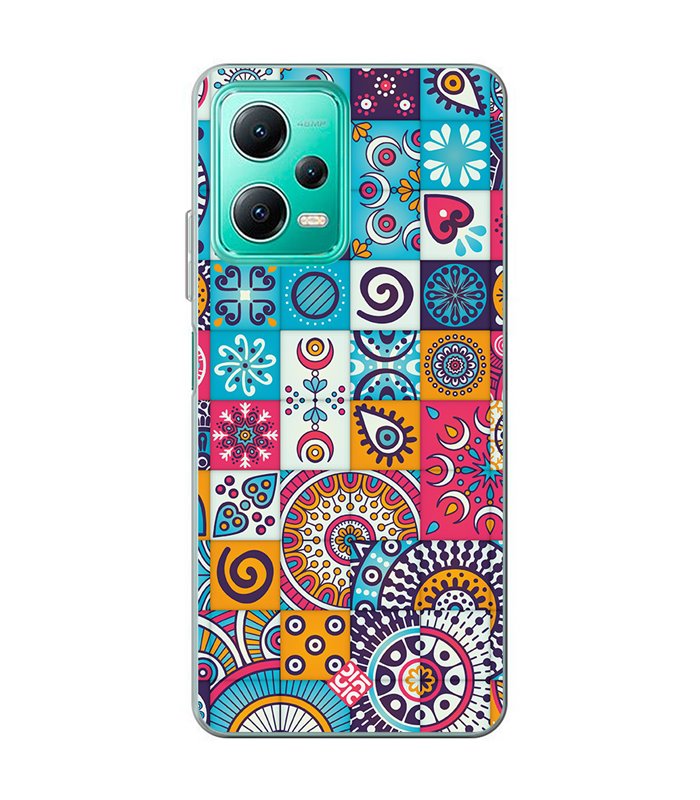 Funda para [ Xiaomi Redmi Note 12 5G ] Dibujo Auténtico [ Collage Mosaico Mandala ] de Silicona Flexible