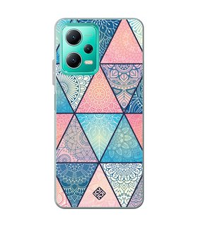 Funda para [ Xiaomi Redmi Note 12 5G ] Dibujo Auténtico [ Mosaico Triangular Mandala ] de Silicona Flexible