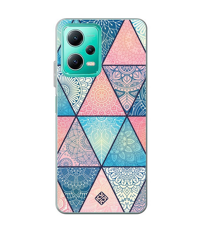 Funda para [ Xiaomi Redmi Note 12 5G ] Dibujo Auténtico [ Mosaico Triangular Mandala ] de Silicona Flexible