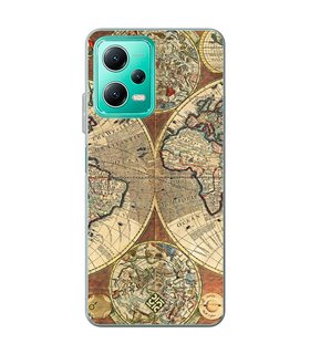 Funda para [ Xiaomi Redmi Note 12 5G ] Dibujo Auténtico [ Antiguo Mapa Mundi ] de Silicona Flexible