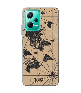 Funda para [ Xiaomi Redmi Note 12 5G ] Dibujo Auténtico [ Mapa Mundi ] de Silicona Flexible para Smartphone 