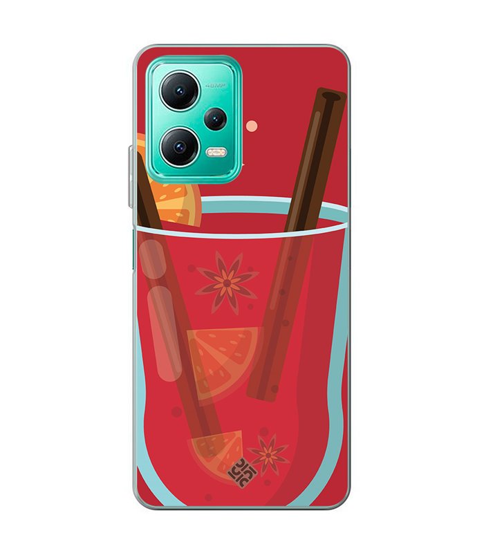 Funda para [ Xiaomi Redmi Note 12 5G ] Dibujo Auténtico [ Vino Caliente ] de Silicona Flexible para Smartphone