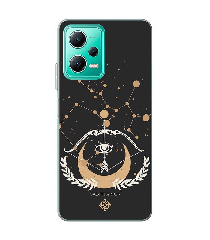 Funda para [ Xiaomi Redmi Note 12 5G ] Dibujo Zodiaco [ Signo Zodiacal - Sagitario ] de Silicona Flexible para Smartphone 