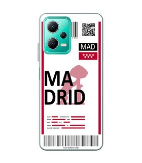 Funda para [ Xiaomi Redmi Note 12 5G ] Billete de Avión [ Madrid ] de Silicona Flexible para Smartphone 