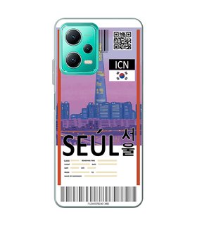 Funda para [ Xiaomi Redmi Note 12 5G ] Billete de Avión [ Seúl ] de Silicona Flexible para Smartphone 