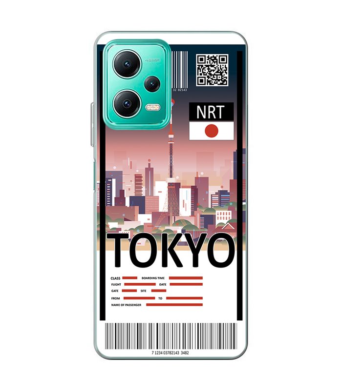 Funda para [ Xiaomi Redmi Note 12 5G ] Billete de Avión [ Tokio ] de Silicona Flexible para Smartphone 