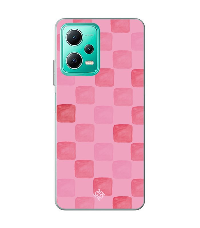 Funda para [ Xiaomi Redmi Note 12 5G ] Color del Año Magenta  Checkerboard Magenta - Patrón de Cuadrados - Estilo Acuarela 