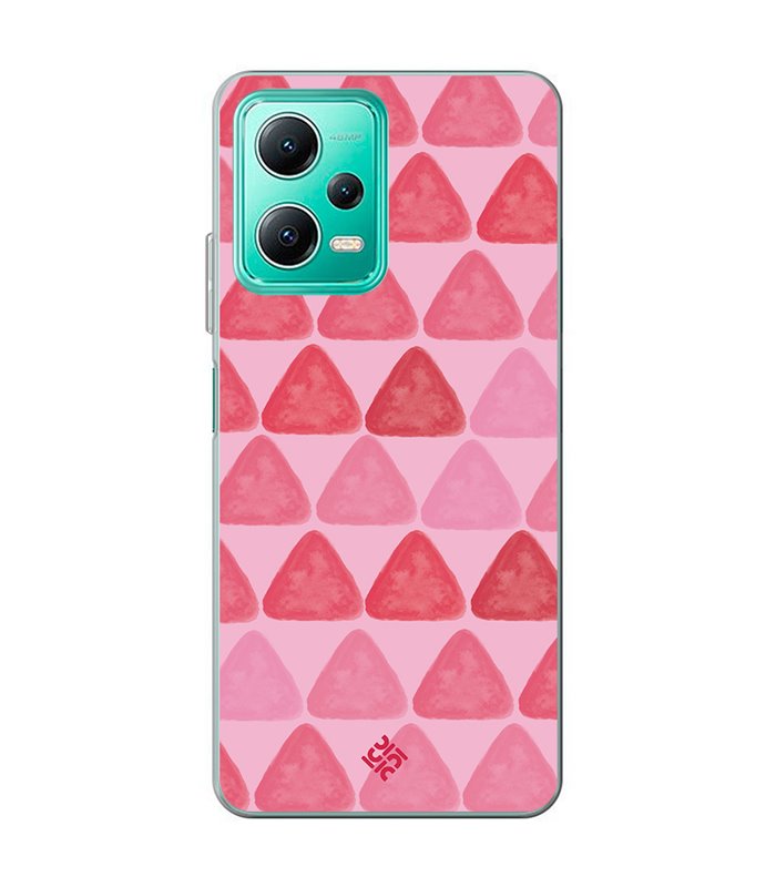 Funda para [ Xiaomi Redmi Note 12 5G ] Color del Año Magenta [ Triángulos Magenta - Patrón de Triángulos - Estilo Acuarela ] 