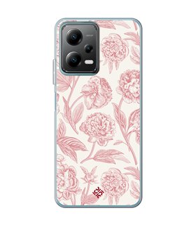 Funda para [ POCO X5 5G ] Dibujo Botánico [ Flores Rosa Pastel ] de Silicona Flexible para Smartphone
