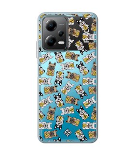 Funda para [ POCO X5 5G ] Dibujo Cute [ Perro Bulldog de la Suerte ] de Silicona Flexible para Smartphone