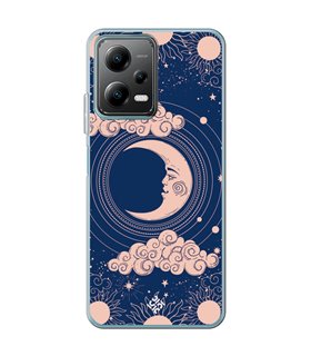 Funda para [ POCO X5 5G ] Dibujo Esotérico [ Luna Creciente - Dibujo Místico Astrologico ] de Silicona Flexible