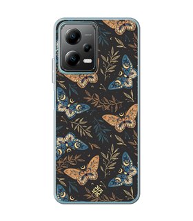 Funda para [ POCO X5 5G ] Dibujo Esotérico [ Boho Fondo Mágico con Ramas y Mariposas y Polillas ] de Silicona