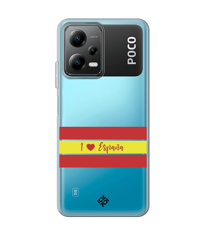 Funda para [ POCO X5 5G ] Dibujo Auténtico [ I Love España ] de Silicona Flexible para Smartphone