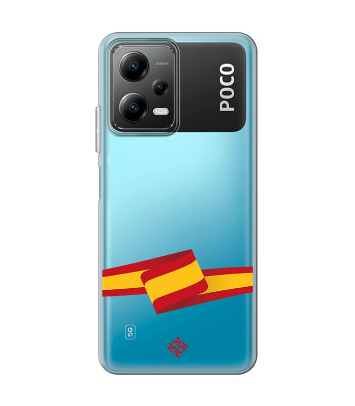 Funda para [ POCO X5 5G ] Dibujo Auténtico [ Bandera España ] de Silicona Flexible para Smartphone