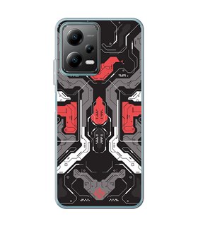 Funda para [ POCO X5 5G ] Dibujo Gamers [ Cyberpunk Rojo y Grises ] de Silicona Flexible para Smartphone