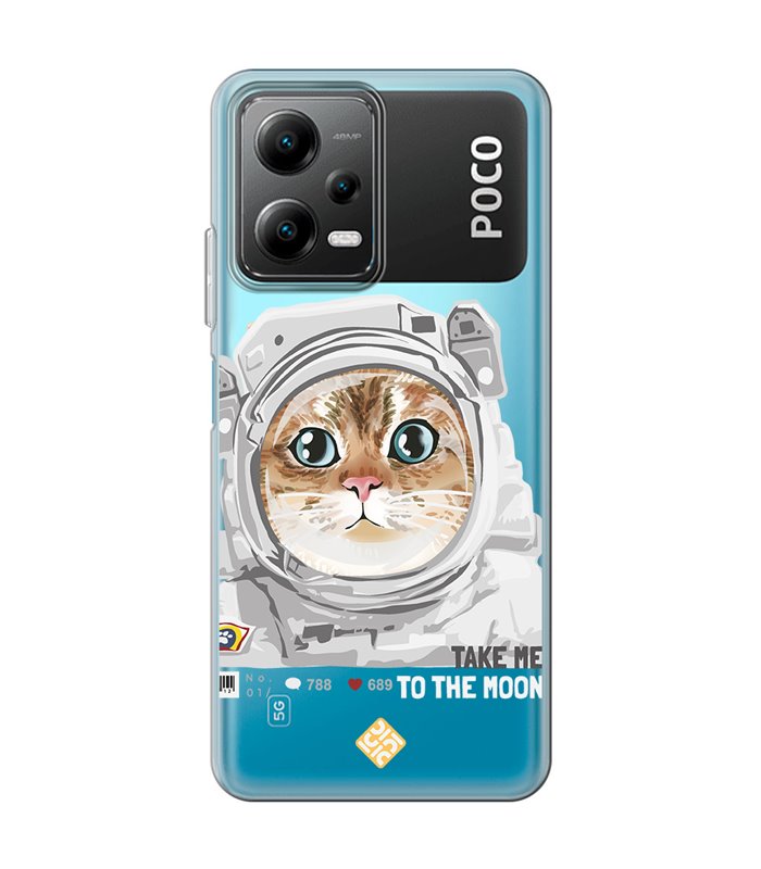 Funda para [ POCO X5 5G ] Dibujo Mascotas [ Gato Astronauta - Take Me To The Moon ] 