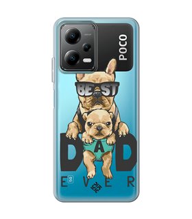 Funda para [ POCO X5 5G ] Dibujo Mascotas [ Perro Bulldog - Best Dad Ever ] de Silicona Flexible