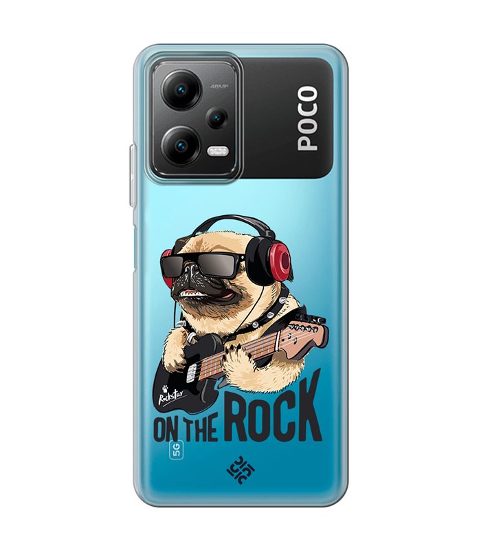 Funda para [ POCO X5 5G ] Diseño Música [ Pug Perro con Auriculares ] de Silicona Flexible