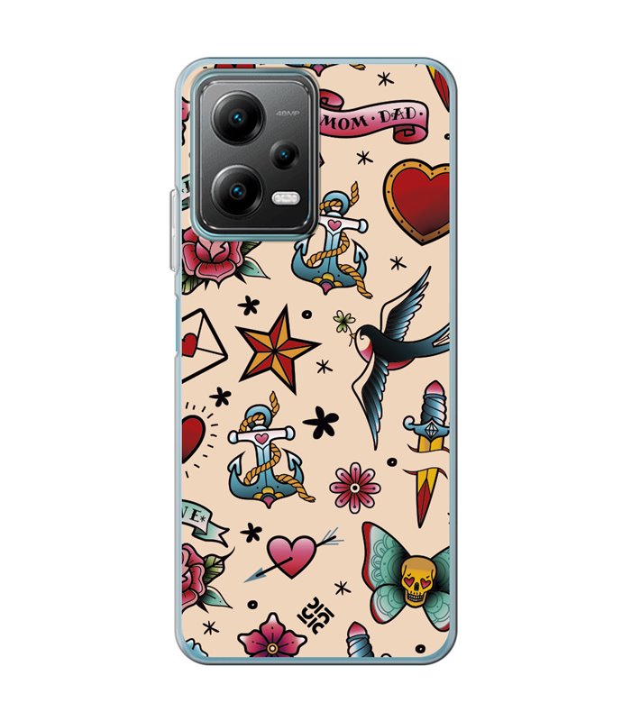 Funda para [ POCO X5 5G ] Dibujo Tendencias [ Tatuajes Clásicos ] de Silicona Flexible