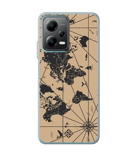 Funda para [ POCO X5 5G ] Dibujo Auténtico [ Mapa Mundi ] de Silicona Flexible para Smartphone 