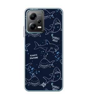 Funda para [ POCO X5 5G ] Dibujo Auténtico [ Sharks Area ] de Silicona Flexible para Smartphone