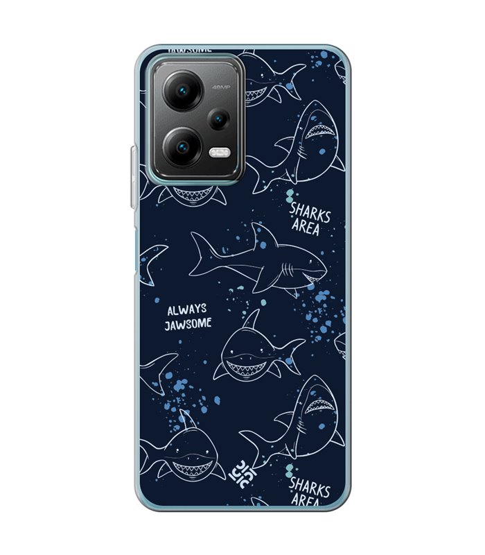 Funda para [ POCO X5 5G ] Dibujo Auténtico [ Sharks Area ] de Silicona Flexible para Smartphone