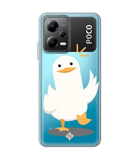 Funda para [ POCO X5 5G ] Dibujo Auténtico [ Pato Caminando ] de Silicona Flexible para Smartphone 